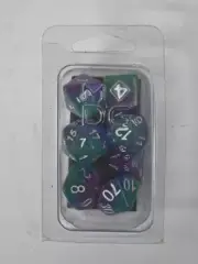 Metallic Dice Games 712 Unicorn Aurora 16mm Resin Poly Dice Set Purple Green