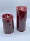 2 Luminara Flameless Candles Burgundy Red ?” & ?” NO Remote Timer Candles Bs312
