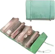 Premium Portable Cosmetic Bag: Versatile Drawstring Makeup Storage Case with Detachable Compartments - Perfect for Travel & Home, Spacious Roll Bag Carry Box, with 4 Department to Organise Toiletries