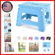 Compact 9-Inch Folding Step Stool for Kitchen and Bathroom - Lightweight, Blue