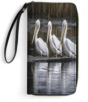 [BFGWK] Large Wallet Novelty Three Pelicans Printing Long Wallet With Zipper Leather Wallet Suitable For Both Men And Women, style, 19.7x10.5cm, Style, 19.7x10.5cm, 现代