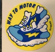 VINTAGE 80s TREND Scratch & Sniff Old Shoe Scent Stinky Sticker, WAY TO MOTOR