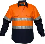 Mover MC101 Hi-Vis Two Tone Regular Weight Long Sleeve Closed Front Shirt Yellow