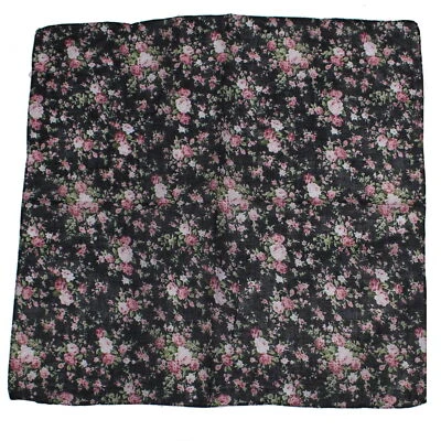Zac's Alter Ego® Vintage Style Pink Floral Print on Black Cotton Bandana