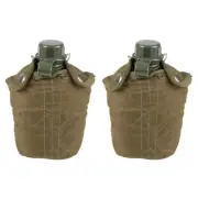 2x Cockatoo Camping Army Green 1qt Spill-Proof Water Canteen Container w/ Cover