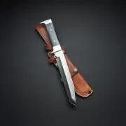 Custom Handmade D2 Steel Tanto Knife with Beautiful Bone Handle included Sheath