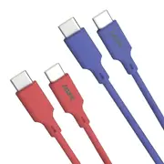 Laser 2m (2-pack) USB-C to USB-C Cable 60W (Red/Blue)