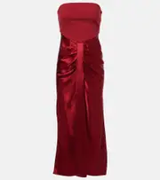 [Staud] Staud Wayfaring ruched ponte and satin gown AU 12 red