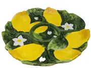 New 3D Lemon Fine Ceramic 14" diameter Chip & Dip Platter - 6 Yellow Lemons