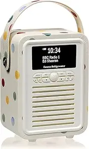 Emma Bridgewater Portable Dab Radio with Bluetooth Speaker and Aux - VQ Retro Mini Bedside Dab+ FM Radio Alarm Clock - Radio Mains Powered & Battery