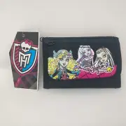 Monster High Tri-fold Wallet w/Zippered Coin Compartment - Black