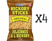 4x Hostess Hickory Sticks Original Chips 275g Large Bag Fresh Canada