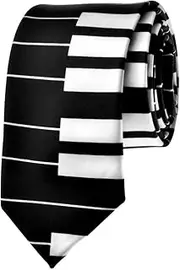 [TOPTIE] Unisex White and Black Keyboard Piano Skinny 2" Neck Tie, Great necktie for musicians or music teacher