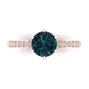 1.71Ct Round Cut - Topaz Gemstone Solitaire Promise Ring With Accents Rose Gold