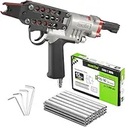 meite SC7E-I2 Pneumatic Hog Ring Gun with 2000PCS 15GA Hog Rings, 15 Gauge 3/4" Crown Extended Nose Hog Ring Pliers, 8.8 mm Closure, Upgrade Trigger Air C Ringer for Mattress Assembly