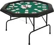Koreyosh Poker Table Folding Casino Poker Table 48'' Texas Hold’em Poker Table Game Table with Stainless Steel Cup Holder