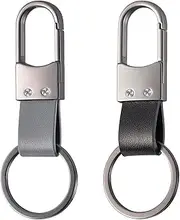 YIANSOL Leather Keychain Key Chains for Car Keys Ring Clip Keyring Chain Key Holder Organizer for Men and Women 2 PACK