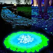 Garden Pebbles Glow Stones Rocks Walkway Path Patio Lawn Aquarium Home- Green