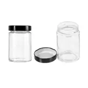 36 x GLASS MASON JARS WITH BLACK LID 260mL - Storage Containers Wedding Favours Canning Conserve Preserving Honey Herbs Spice Jam Jars Party Shower