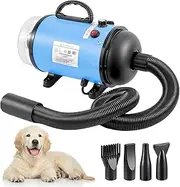 Memows Dog Hair Dryer 2800 W Blower Dog Hair Dryer Professional Pet Dryer Adjustable Speed and Temperature 2 in 1 Dog Hair Dryer Dog Vacuum Cleaner Dog Grooming Dryer Blower with 4 Nozzles and Hose
