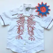 Save the Queen Circus Button Front Shirt Boys 4 4T White Mixed Media Euro NEW