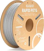 ELEGOO Rapid PETG 3D Printer Filament 1.75mm Grey 1KG, High Speed 30-600mm/s 3D Printing Filament Dimensional Accuracy +/- 0.02 mm, 1kg Cardboard Spool (2.2lbs) for Most FDM 3D Printers