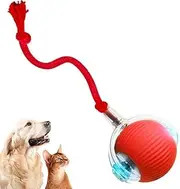 Interactive Cat Ball Toy, Interactive Dog Ball, Automatic Toy with Imitation Cord Mouse, Rolling Cat Ball Toy, Rolling Dog Ball (Red)