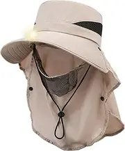 [Vibhgtf] SPF Hat, UV Sun Hat | Wide Brim Sun Protection Hat - Adjustable Fishing Hat with Sun Neck Protection for Gardening, Summer Hiking, khaki