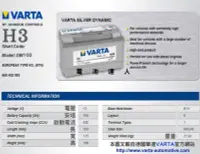 在飛比找Yahoo!奇摩拍賣優惠-《鋐瑞電池》汽車電池 德國VARTA(H3 100AH) 6