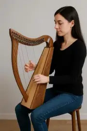 19-Strings Celtic Lever Harp Mahagony wood with Bag, Tuning Key & Strings