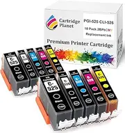 Cartridge Planet 10 Pack (2BK,2PBK,2C,2M,2Y) Compatible Ink for Canon PGI-525 CLI-526 PGI525 CLI526 for Canon IP4800 IP4850 IP4950 IX6550 MG5150 MG5250 MG5350 MG6150 MG6250 MG8150 MG8250 MX715 MX885..