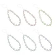 Flower Pearl Bead Wrist Strap Keychain for Girl Women Jewelry Handmade