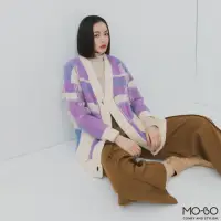 在飛比找momo購物網優惠-【MO-BO】NEW LOOK經典格紋針織外套(外套)