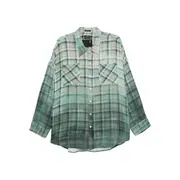[R13] R13 Checked-pattern Shirt S GREEN