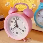 Double Bell Cartoon Alarm Plastic Bedside Clock Desk Decoration