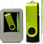 [Nicepicten] Thumb Drive 16GB USB 2.0 Flash Drives 1 Pack Memory Stick Zip Drive USB Key Jump Drive Memorias USB 16GB with LED Light & Lanyard Swivel Pendrive for Storage and Backup, Green