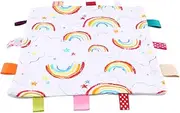 QUMIIRITY Swaddle Wrap Cotton Knitted Security Blanket Baby Towels Colorful Tag Baby Newborn Comforter Blanket