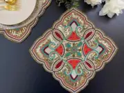 Set of 6 Luxury Handmade bead placemat, living room table decoration