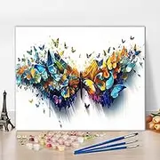 Paint by Numbers Butterfly, Beautiful Abstraction Butterflies DIY Paint by Numbers Kit for Adults, Colorful Butterflies Paint by Numbers Kits on Canvas Acrylic Paint for Home Decor 16x20 inch