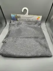 Diva Silver Metallic Table Runner 13”x72” New With Tags