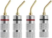 ECSiNG 4Pcs Banana Musical Speaker Cable Plugs Banana Plug Curved Pin Screw Type Audio Speaker Cable Connector Accessories Aluminum