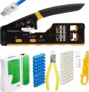 RJ45 Crimp Tool Kit Ethernet Pass through Crimper Network Cat5 Cat6