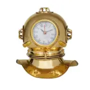 Litton Lane Table Clock 7.75"Wx7.85"H Round Mechanical Analog Coastal Metal Gold