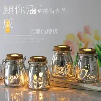 在飛比找蝦皮購物優惠-臺灣熱銷#LED燈許願瓶夜光倖運星玻璃木塞瓶創意瓶擺件瓶圓形