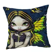 Cute Art Bumblebee Tattoo on Butterfly Fairy Cushion Cover
