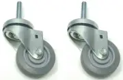 Two (2) 3" x 1 1/4" Threaded Stem Swivel Caster - Rubber Tread Wheel 75 lbs Cap.