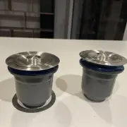 2 X Kitchen Sink Stainless Steel Strainer Waste Plug Filter Drain Stopper Basket