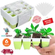 6pcs Reusable Seed Starter Kit, 72 Cells Seed Starter Trays, Silicone Seedling U