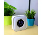 P10 Wireless Speaker Multifunctional Alarm Clock RGB Ambient Light Bluetooth-compatible5.0 Stereo Loudspeaker Beside Night Light for Home-White