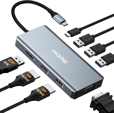 USB C Docking Station Dual Monitor Adapter for Dell HP, Laptop, USB2.0, 100W PD